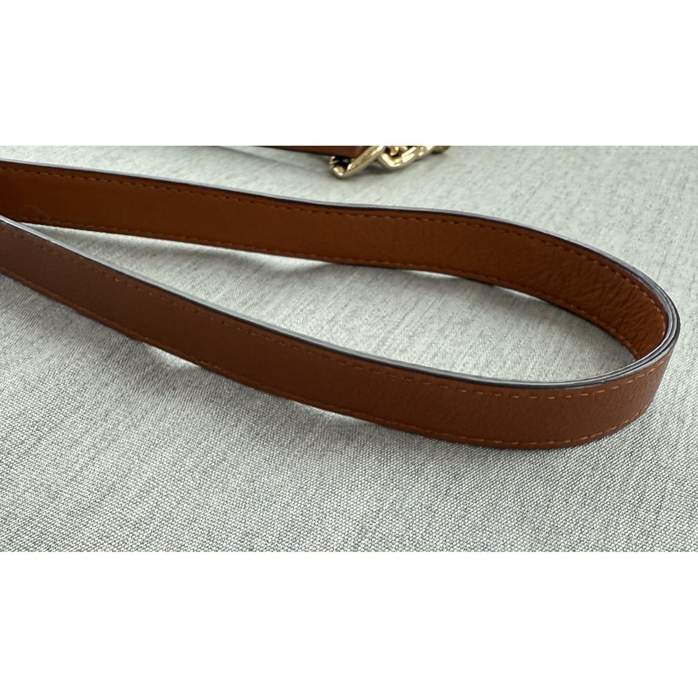 Michael Kors Margo Tan with White Pebbled Leather & Chain Crossbody Bag Purse - Picture 14 of 16